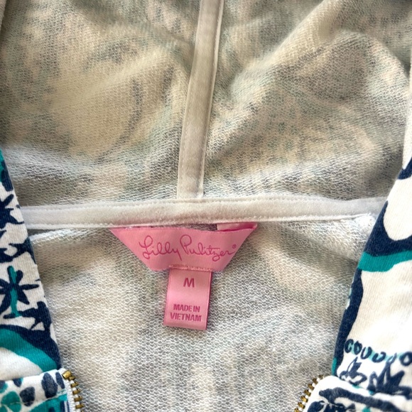 NWOT Lilly Pulitzer Teal White Keep on Truckin Popover Jacket SZ M - Picture 7 of 10